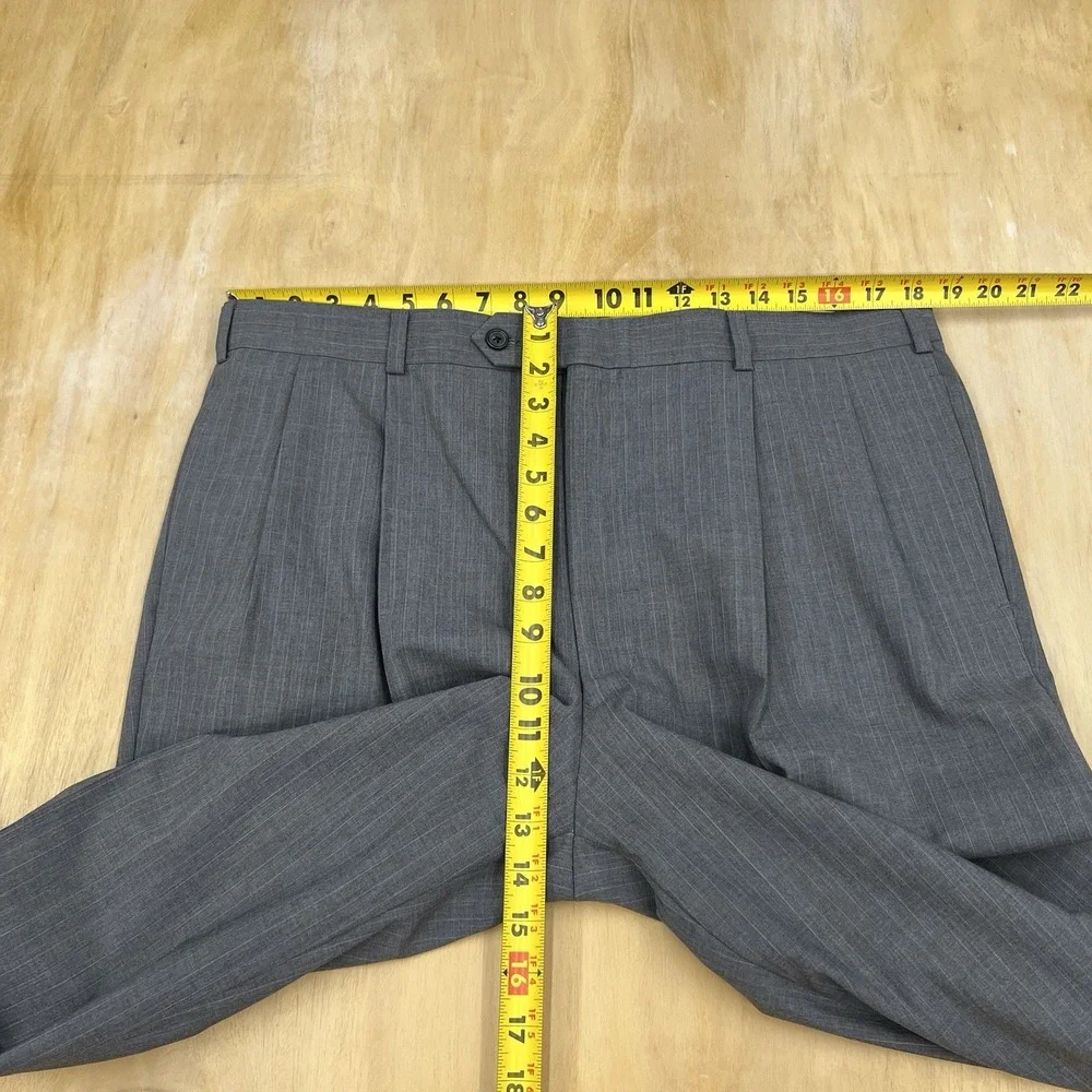 Brooks Brothers Suit Mens 44Long Wool Pleated Pants 37x34 (Unhemmed) Gray/Blue